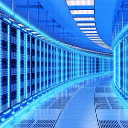 Data center blue glow