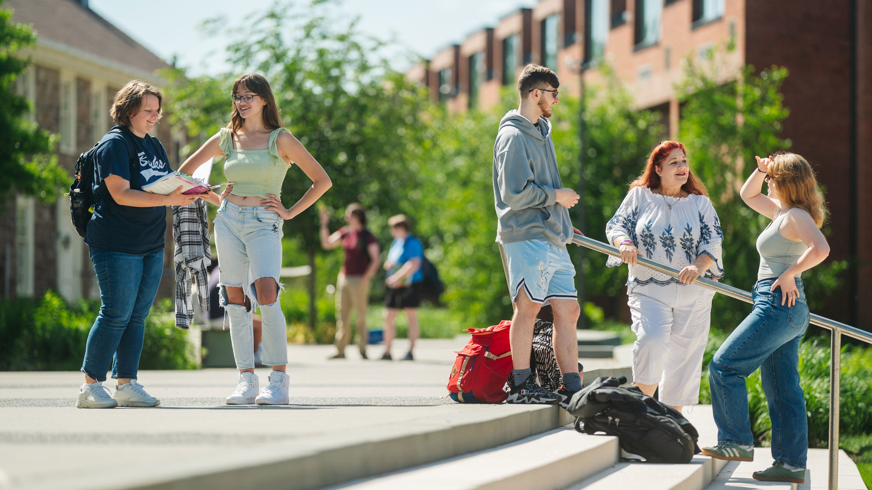 Group of students gathered on campus