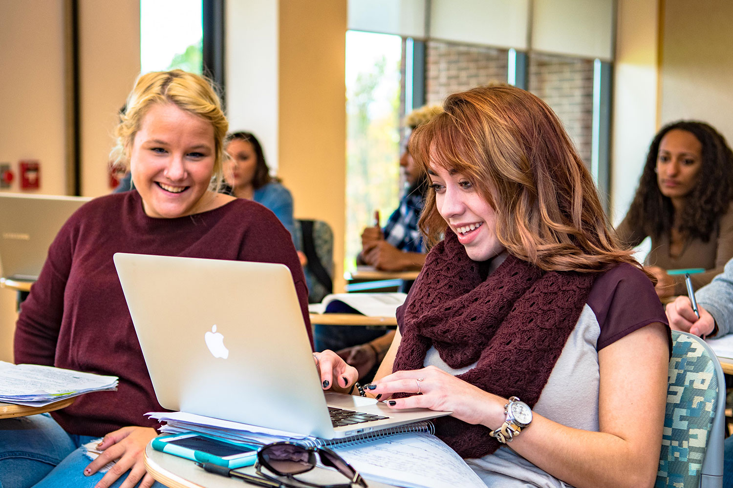 Female students in class