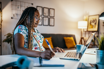 Female working at desk