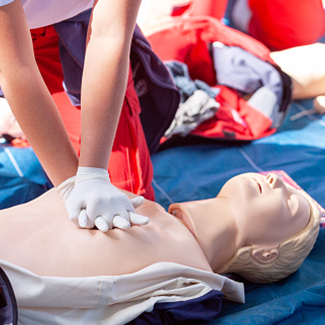 CPR manikin being worked on